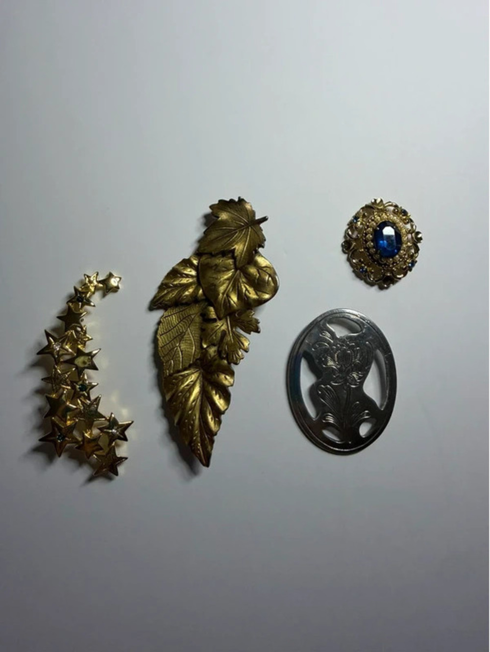 Vintage Signed Costume Jewelry Brooch Lot of 4 Coro J.J. Kirk Stieff